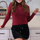 Keigan Mesh Top- Maroon Glitter