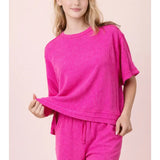Ribbed Knit Comfy Top & Shorts Set
