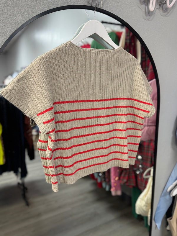 My Story Striped Sweater - Red and Gray