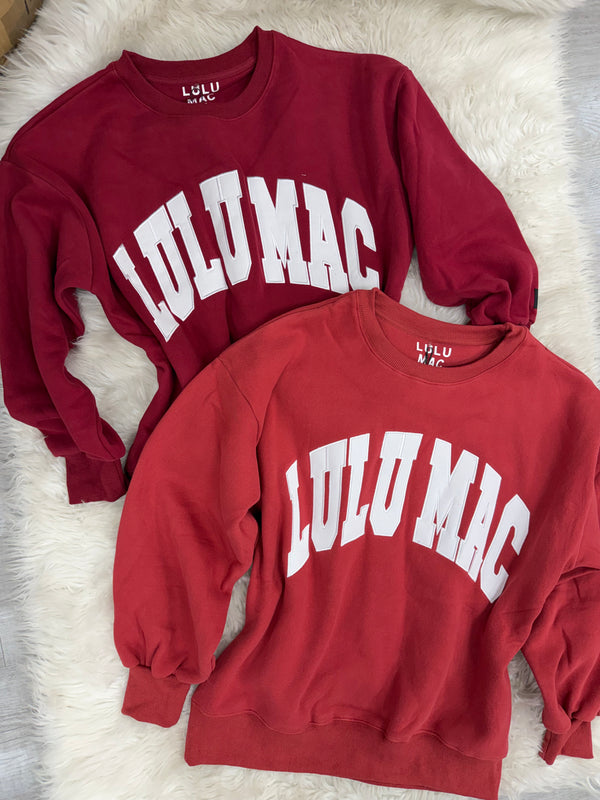 Crimson and White Lulu Mac Embroidery Sweatshirt