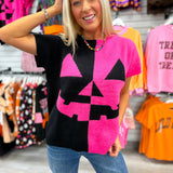 Pink Pumpkin Short Sleeve Sweater