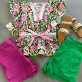 In The Moment Green Shorts