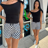 Black White Checkered Boxer Shorts | LULU MAC