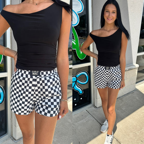 Black White Checkered Boxer Shorts