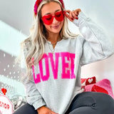Lover Ash Gray Split Neck Graphic Crewneck