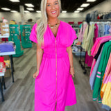 The Pink Pop Zip Midi Dress