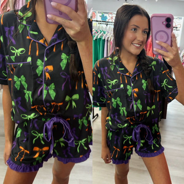 Bow Halloween Pajama Set