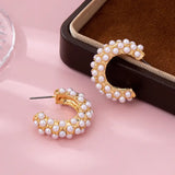 Gold-Tone Multi-Pearl C-Hoop Earrings | 80E61992
