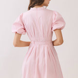 Matching Belted Puff Sleeve Mini Dress