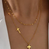 Multi Cross Necklace Gold