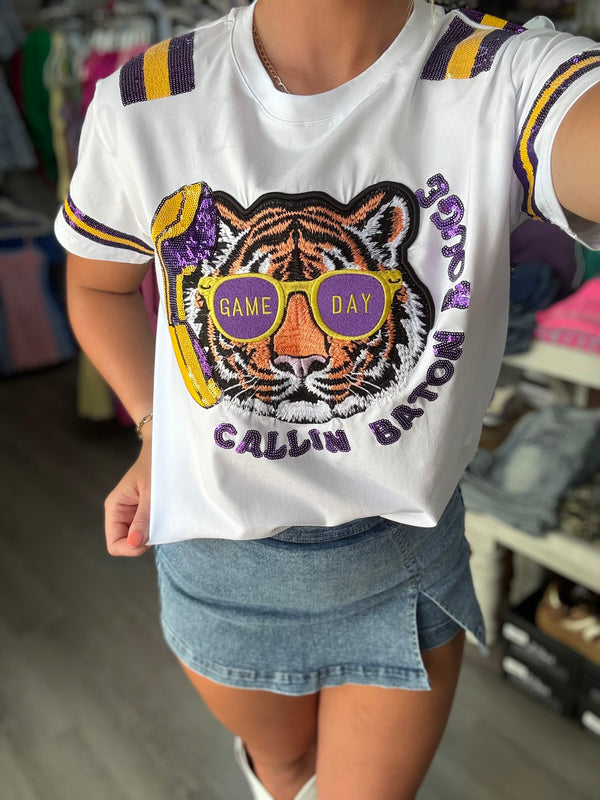 Calling Sequin Tiger T-Shirt