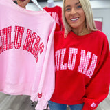 LULU MAC Pink Gingham on Red Sweatshirt | LULU MAC