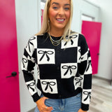 Black and White Bow Sweater Cardigan