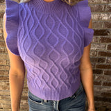 Purple Short Sleeve Knit Sweater