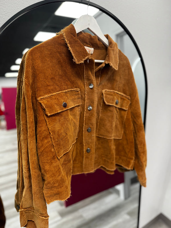 Cinnamon Brown Corduroy Shacket