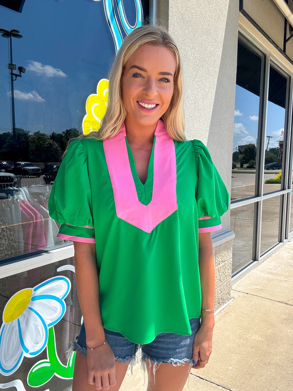 The Duo Top Pink Green