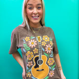 Guitar and Flowers Graphic Tee