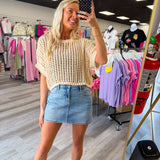 Crochet Knit Sweater Oatmeal