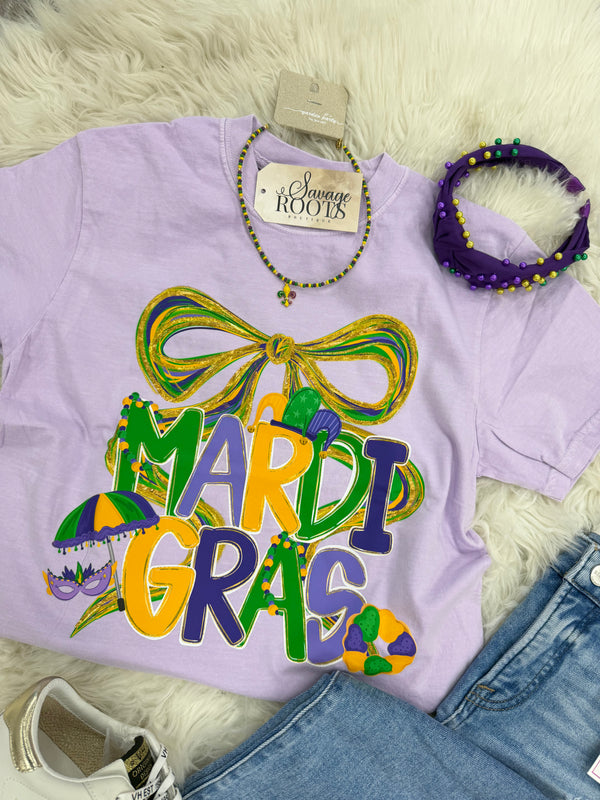 Bow Cute Mardi Gras New Short Sleeve Tee