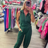 Hunter Green Zip Jumpsuit