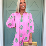 Pink Palm Mini Dress