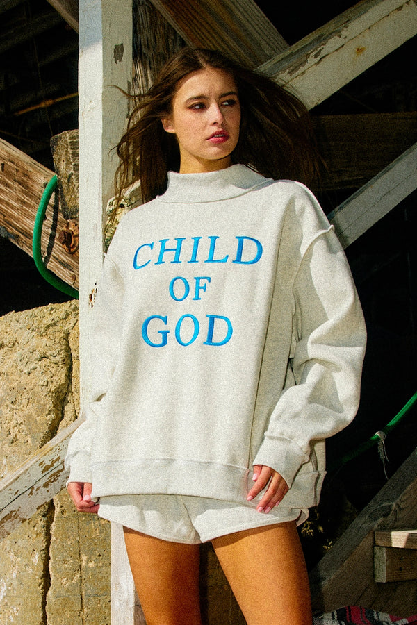 Child of God Embroidered Mock Neck