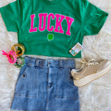 Lucky Pink Varsity Letters Graphic Tee