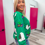 Mardi Gras Sequin Boot Sweatshirt