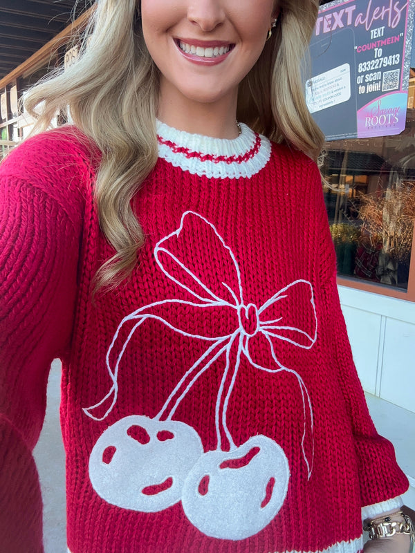 Cherry On Top Sweater - Red