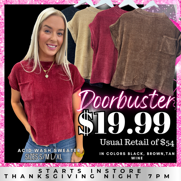 BLACK FRIDAY | Chenille Waffle Short Sleeve Sweater