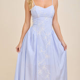I Chose You Embroidered Floral Strap Midi Dress