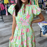 Bright Floral Dreams Dress Mint