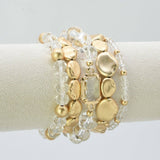 CB2343 5 Piece Glass CCB Arcylic Stretch Bracelet Set