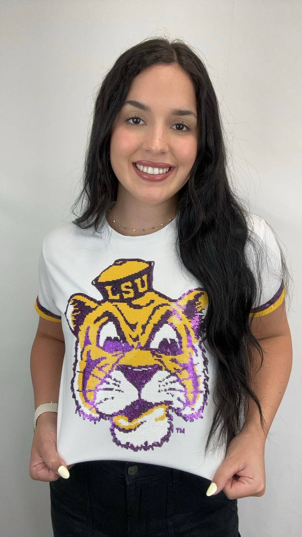 LSU VINTAGE TIGER (Licensed) | Women's Sequin design Tee