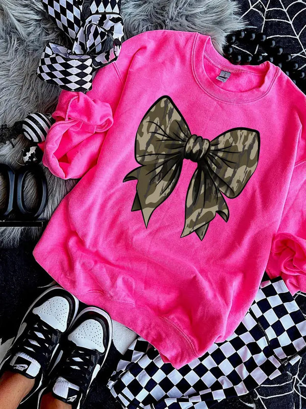 Camo Bow Neon Sweatshirt