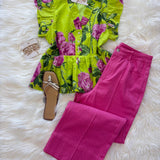Lime Blossom Ruffle Peplum Top