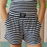 Stripe Black Shorts | LULU MAC