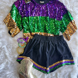 In The Krewe Mardi Gras Sequin Stripe SHORTS