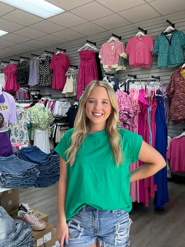 BIRTHDAY DEAL | Round Neck Folded Short Sleeve T-shirt