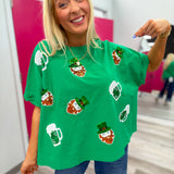 St. Patricks Sequin Leprechaun & Mug Top