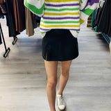 Here for the Beads Mardi Gras Stripe Sweater - Ivory