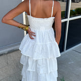 Tiered White Eyelet Dress