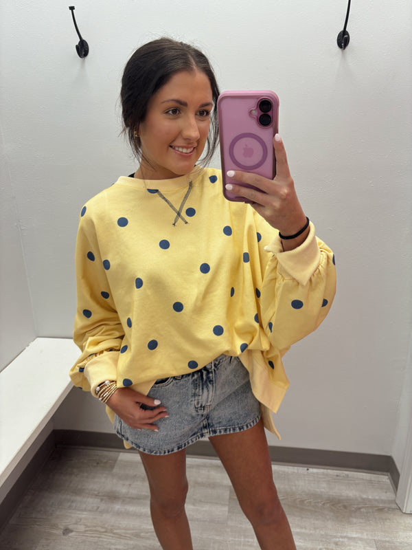 Dot Your Way Pullover | Yellow and Blue