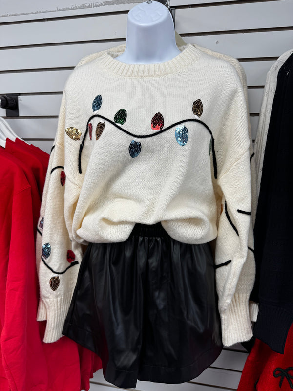 Christmas Light Sequin Sweater