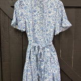 Blue and White Floral Dress