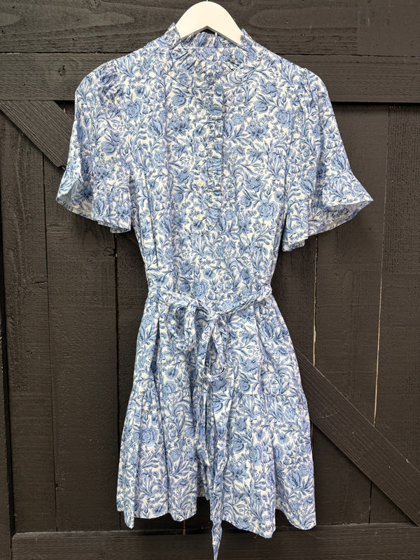 Blue and White Floral Dress