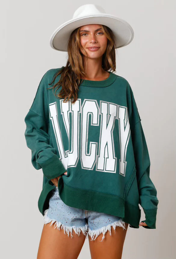 Lucky Oversized Graphic Pullover