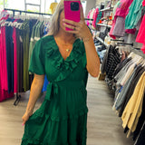 Feeling So Sweet Ruffle Tiered Bow Midi Dress