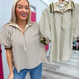 Stripe Zip Top Carmel