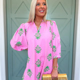 Pink Palm Mini Dress